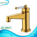 JD-8601 Hot selling ceramic ornate patterned handle gold plated quality wash basin faucet